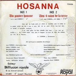 [Pochette de Un pauvre homme (HOSANNA) - verso]