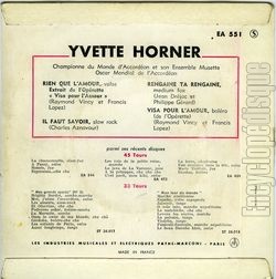 [Pochette de Il faut savoir (Yvette HORNER) - verso]