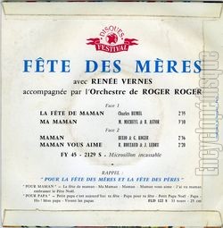 [Pochette de Fte des mres (Rene VERNES) - verso]