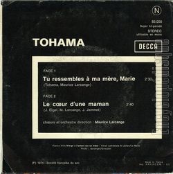 [Pochette de Tu ressembles  ma mre, Marie (TOHAMA) - verso]