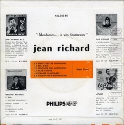 [Pochette de Mesdames  vous fourneaux (Jean RICHARD) - verso]