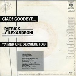 [Pochette de Ciao ! Goodbye… (Patrick ALEXANDRONI) - verso]