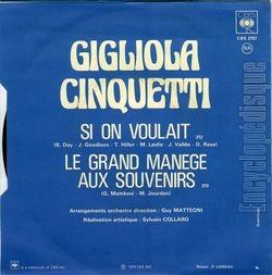 [Pochette de Si on voulait (Gigliola CINQUETTI) - verso]