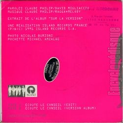 [Pochette de coute le conseil (POUPA CLAUDIO & RAGGA MELODY) - verso]