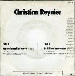 [Pochette de Ma mlancolie s’en va (Christian REYNIER) - verso]