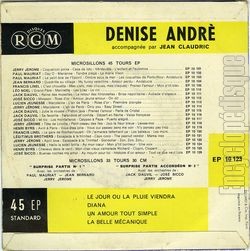 [Pochette de Le jour o la pluie viendra (Denise ANDR) - verso]