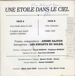 [Pochette de Une toile dans le ciel (Les ENFANTS DU SOLEIL (2)) - verso]