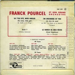 [Pochette de Va t’en vite mon amour (Franck POURCEL) - verso]