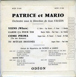 [Pochette de Viens (PATRICE et MARIO) - verso]