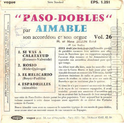 [Pochette de Paso-dobles - Vol. 26 (AIMABLE) - verso]