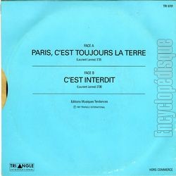 [Pochette de Paris, c’est toujours la terre (Laurent LENNE) - verso]