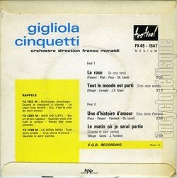 [Pochette de La rose (Gigliola CINQUETTI) - verso]