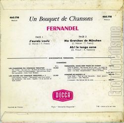 [Pochette de Un bouquet de chansons (FERNANDEL) - verso]