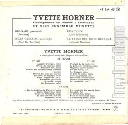 [Pochette de Granada - Vol. 8 (Yvette HORNER) - verso]