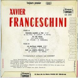 [Pochette de Prends garde  toi (Xavier FRANCESCHINI) - verso]