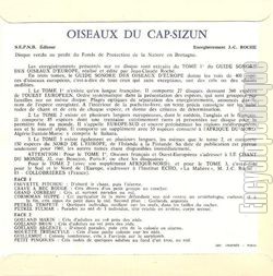 [Pochette de Oiseaux du Cap-Sizun (DOCUMENT) - verso]