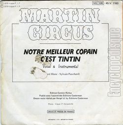 [Pochette de Notre meilleur copain c’est Tintin (MARTIN CIRCUS) - verso]