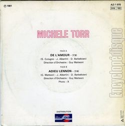 [Pochette de De l’amour (Michle TORR) - verso]