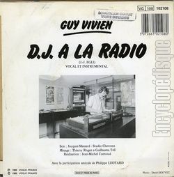 [Pochette de D.J.  la radio (Guy VIVIEN) - verso]