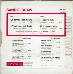 [Pochette de Le temps des fleurs (Sandie SHAW) - verso]