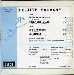 [Pochette de Pardon monsieur (Brigitte SAUVANE) - verso]