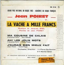 [Pochette de La vache  mille francs (Jean POIRET) - verso]