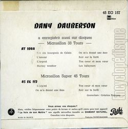 [Pochette de On s’aimera (Dany DAUBERSON) - verso]