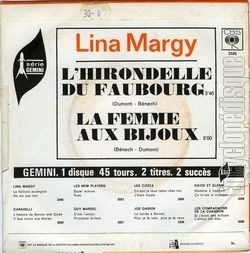 [Pochette de L’hirondelle du faubourg (Lina MARGY) - verso]