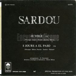 [Pochette de Je vole (Michel SARDOU) - verso]