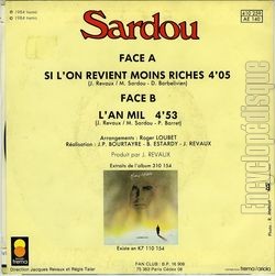 [Pochette de Si l’on revient moins riches / l’an mil (Michel SARDOU) - verso]