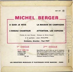 [Pochette de  quoi je rve (Michel BERGER) - verso]