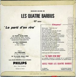 [Pochette de Votez pour les 4 Barbus (Les QUATRE BARBUS) - verso]