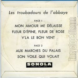 [Pochette de Mon amour me dlaisse (Les TROUBADOURS DE L’ABBAYE) - verso]