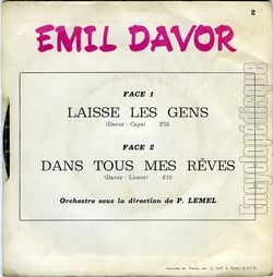 [Pochette de Laisse les gens (mil DAVOR) - verso]