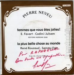 [Pochette de Femmes que vous tes jolies ! (Pierre NEVEU) - verso]