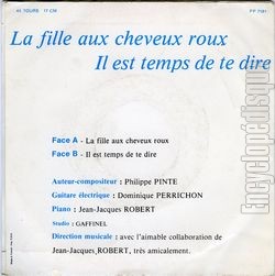 [Pochette de La fille aux cheveux roux (Philippe PINTE) - verso]