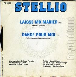 [Pochette de Laisse mo marier (STELLIO) - verso]