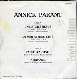 [Pochette de Une toile bleue (Annick PARANT) - verso]