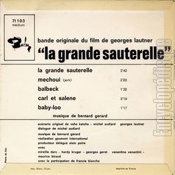 [Pochette de La grande sauterelle (B.O.F.  Films ) - verso]