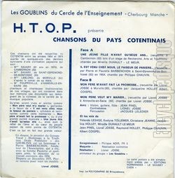 [Pochette de Chansons du pays contentinois (H.T.O.P. DES GOUBLINS) - verso]