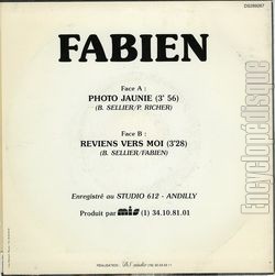 [Pochette de Photo jaunie (FABIEN (4)) - verso]