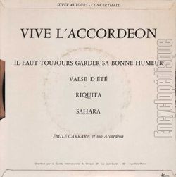 [Pochette de Vive l’accordon (mile CARRARA) - verso]