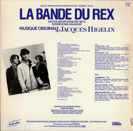 [Pochette de La bande du Rex (Jacques HIGELIN) - verso]