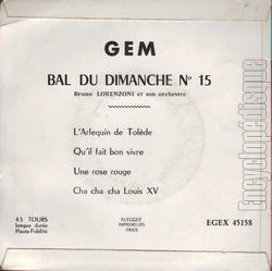 [Pochette de Bal du dimanche n15 (Bruno LORENZONI) - verso]