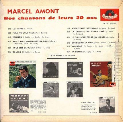 [Pochette de Nos chansons de leurs vingt ans (Marcel AMONT) - verso]