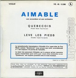 [Pochette de Qubecois (AIMABLE) - verso]