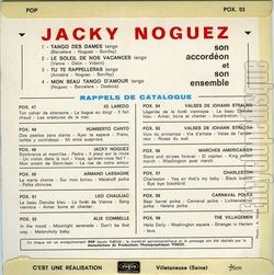 [Pochette de Le soleil de nos vacances (Jacky NOGUEZ) - verso]