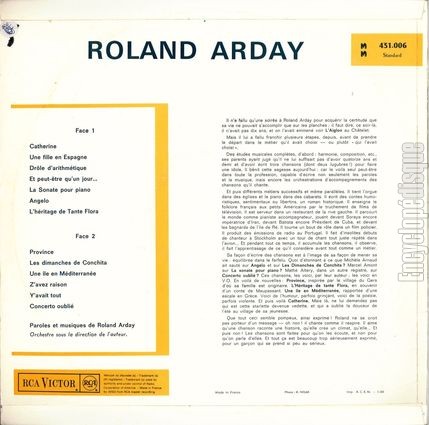 [Pochette de Roland Arday (Roland ARDAY) - verso]