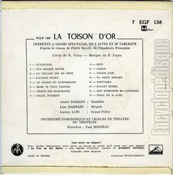 [Pochette de De l’oprette ’La Toison d’Or’ (Andr DASSARY) - verso]