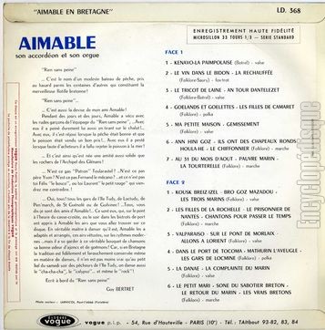 [Pochette de Aimable en Bretagne (AIMABLE) - verso]